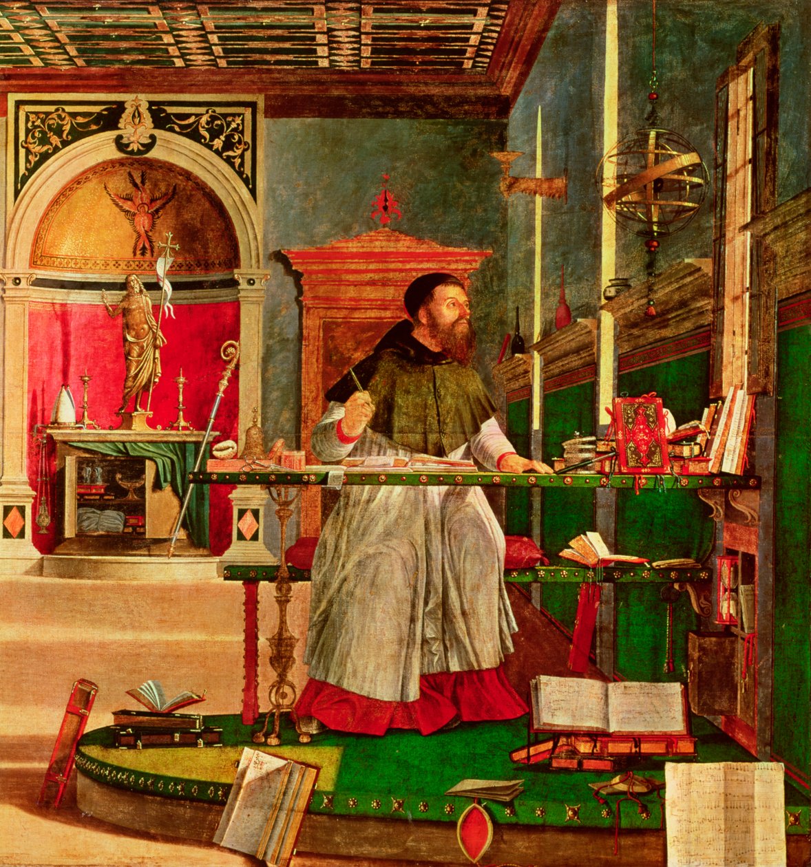 Pyhän Augustinuksen visio, 1502-08 (yksityiskohta) (katso 932) tekijältä Vittore Carpaccio