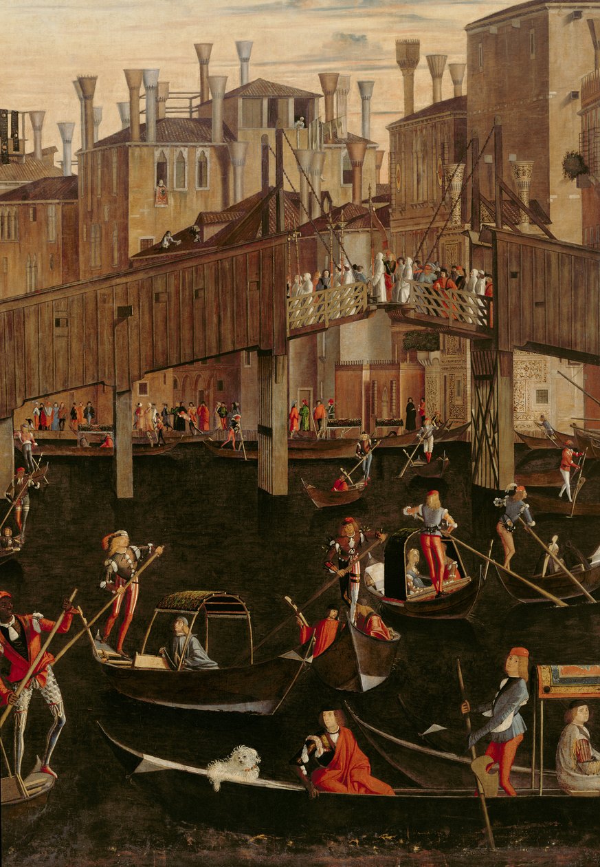 Puinen Rialton silta, todellisen ristin jäännöksen ihmeestä, 1494 yksityiskohta 29232:sta tekijältä Vittore Carpaccio