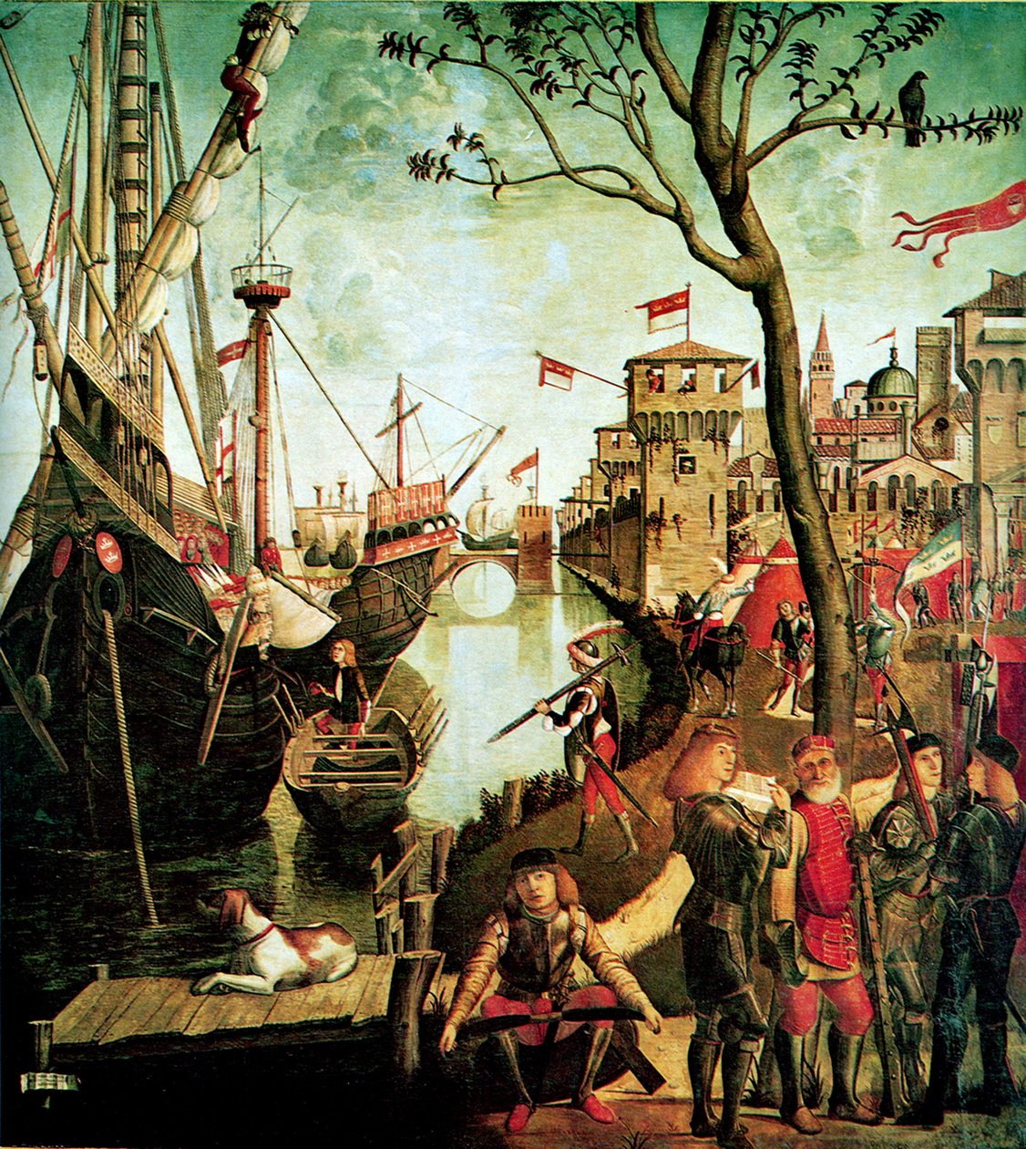 Pyhän Ursulan saapuminen Kölniin hunnien piirityksen aikana Legenda Pyhästä Ursulasta, 1490 tekijältä Vittore Carpaccio