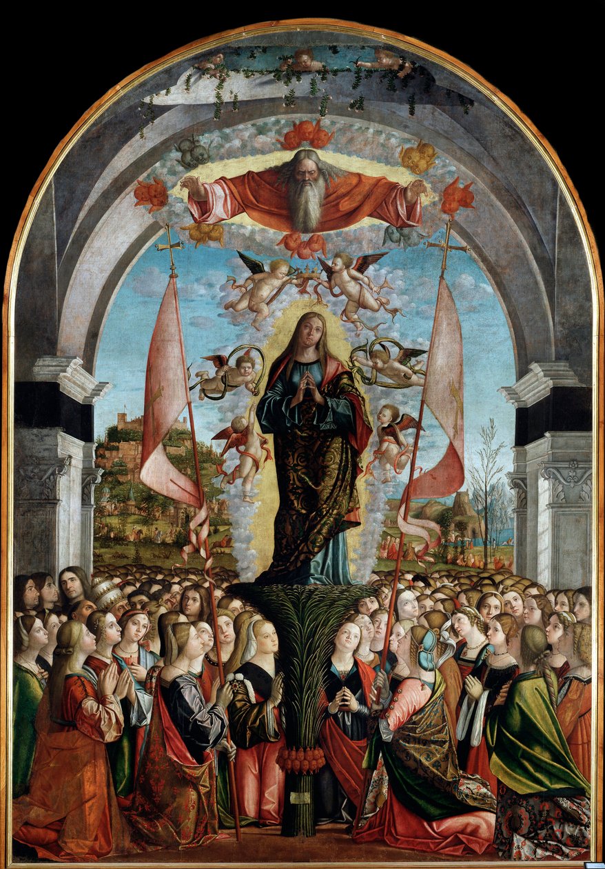 Pyhän Ursulan elämänkierto: Pyhän Ursulan apoteoosi (viimeinen jakso). (öljy paneelissa tekijältä Vittore Carpaccio