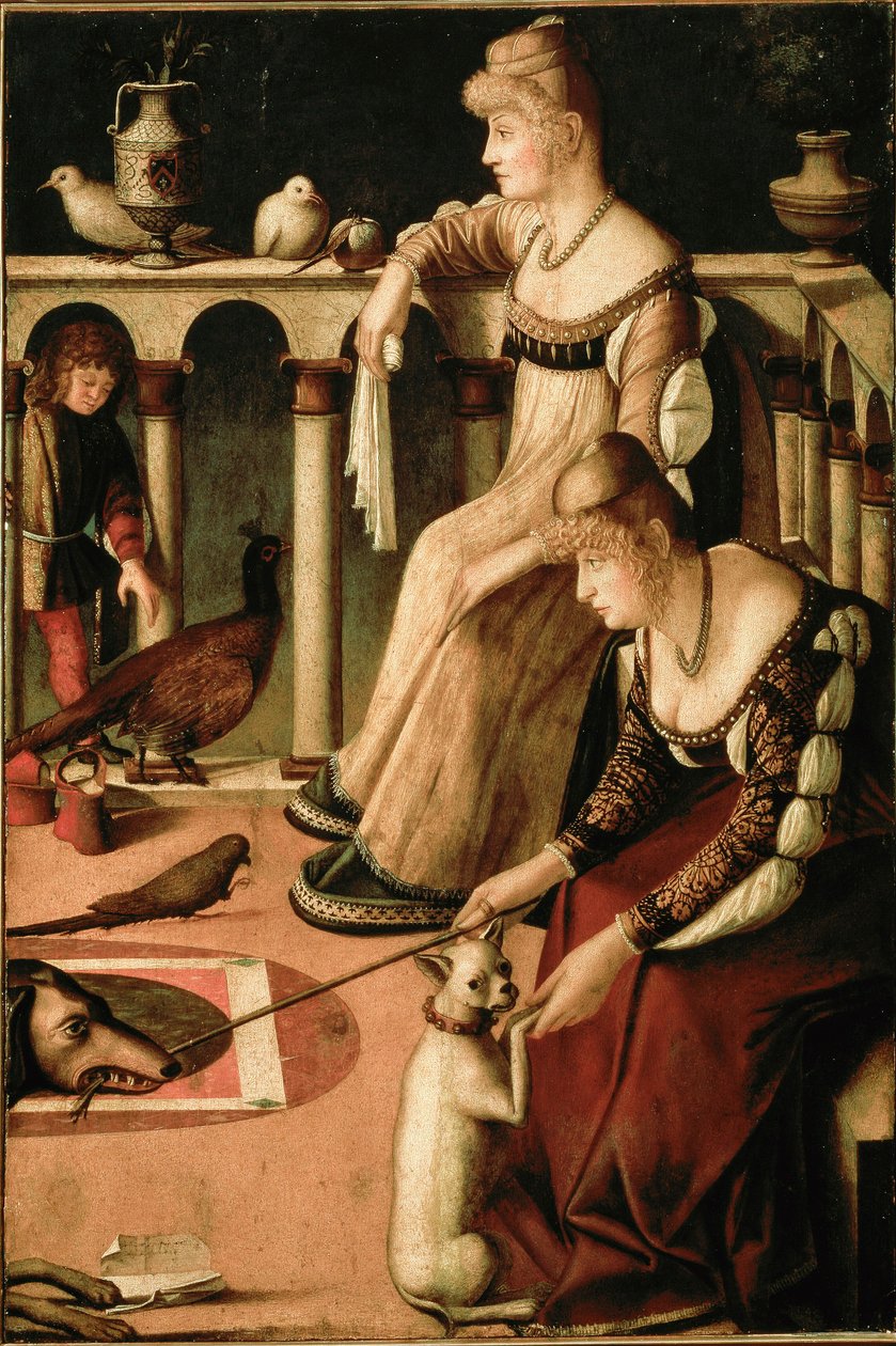 Due Lady Veneziane (Due cortigiane, kaksi venetsialaista naista, kaksi kurtisaania) tekijältä Vittore Carpaccio