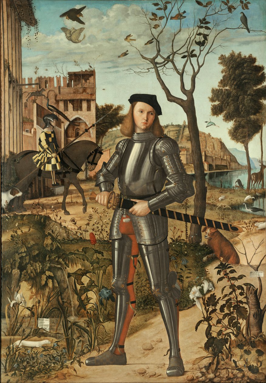 Giovane cavaliere ja paesaggio tekijältä Vittore Carpaccio