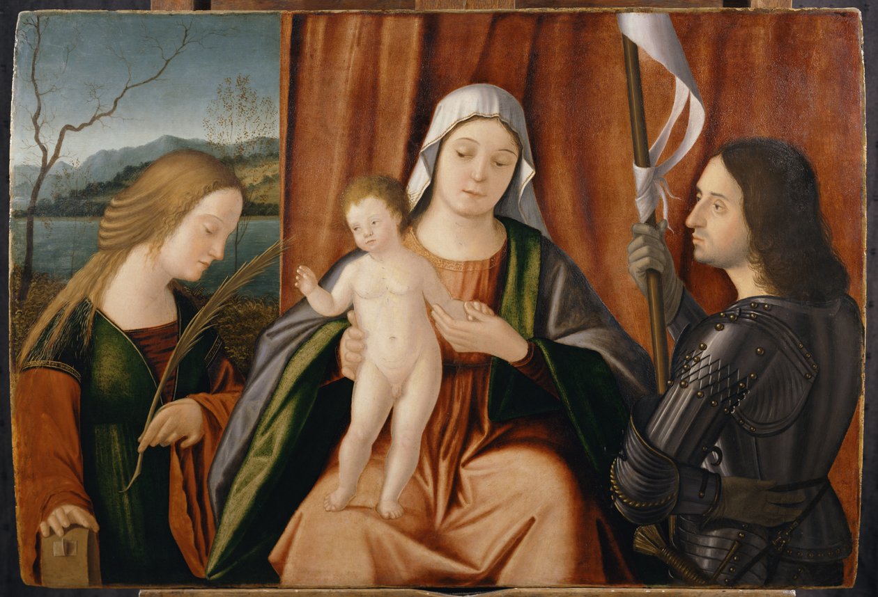 Madonna ja lapsi pyhien Katariina Aleksandrialaisen ja joko Georgen tai Liberalen kanssa tekijältä Vittore Carpaccio