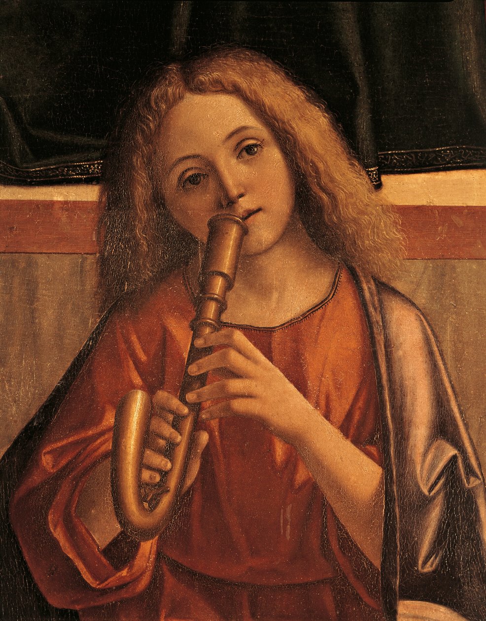 Minstrel enkeli, yksityiskohta Jeesuksen esittelystä temppelissä tekijältä Vittore Carpaccio