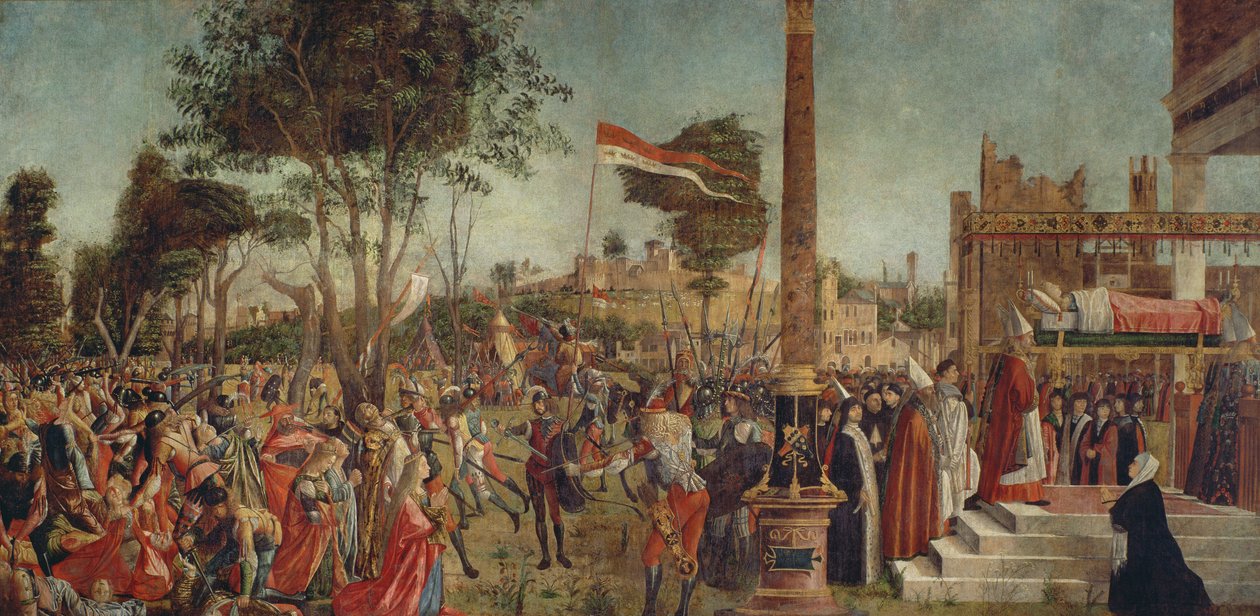 El Martiri dels Pelegrins i el Funeral de Santa Úrsula, del Ciclefinnès de Santa Úrsula tekijältä Vittore Carpaccio