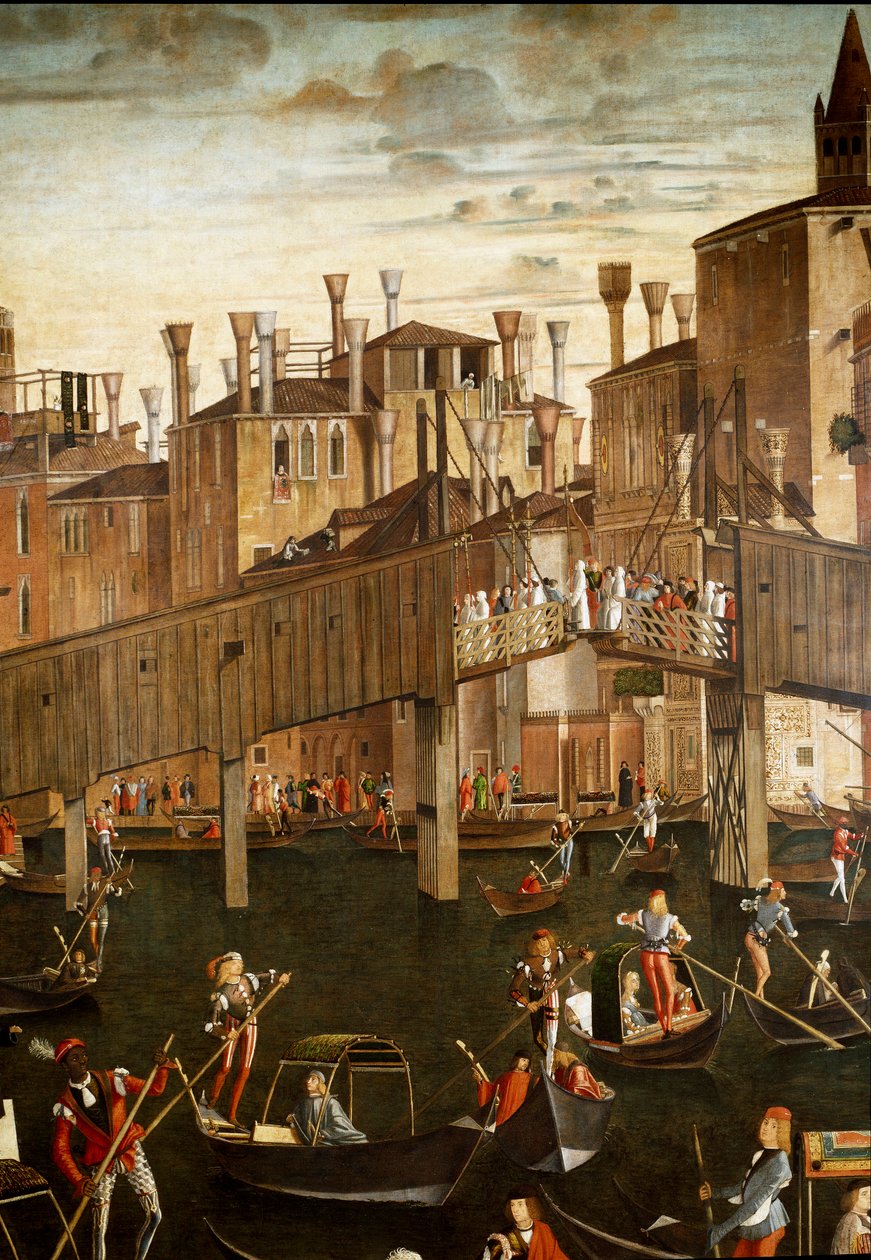 Pyhän Ristin pyhäinjäännöksen ihme Rialton sillalla Venetsiassa, yksityiskohta. Vittore Scarpazza dit Vittore Carpaccion maalaus (1460-1525) tekijältä Vittore Carpaccio
