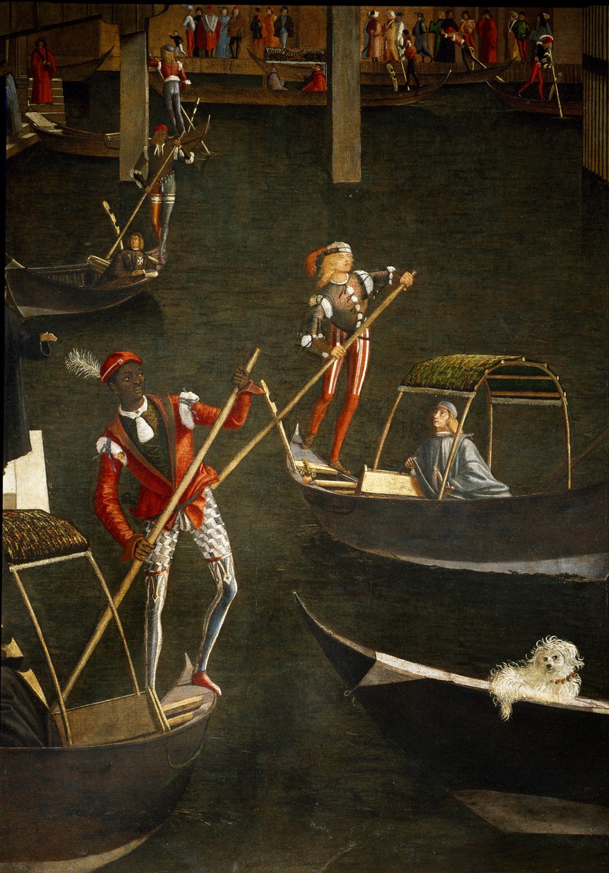 Pyhän Ristin pyhäinjäännöksen ihme Rialton sillalla Venetsiassa, yksityiskohta. Vittore Scarpazza dit Vittore Carpaccion maalaus (1460-1525) tekijältä Vittore Carpaccio