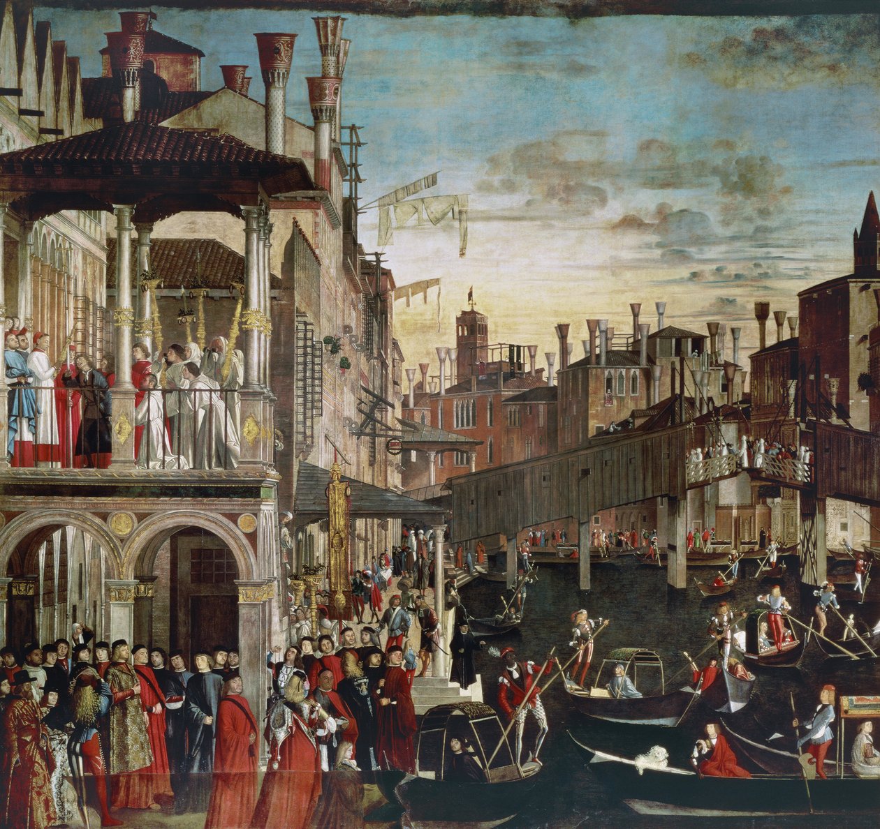 Rialton sillalla olevan tosi ristin jäännöksen ihme, 1496 tekijältä Vittore Carpaccio