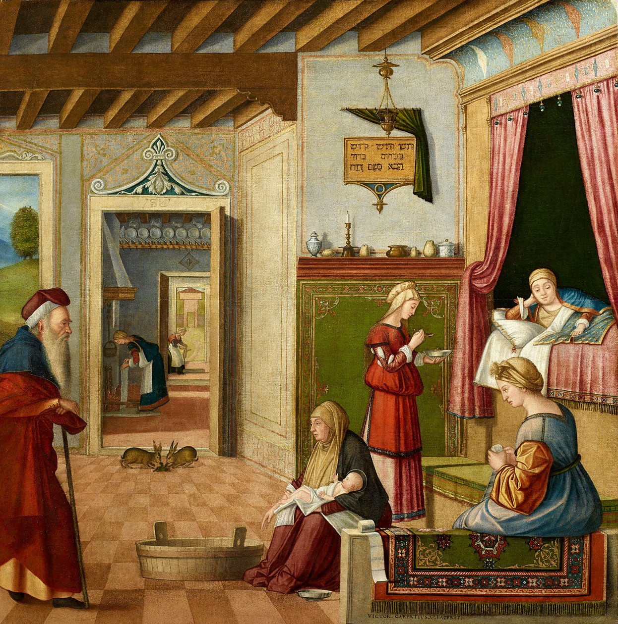 Siunatun Neitsyt Marian syntymä, noin 1502-1504. tekijältä Vittore Carpaccio