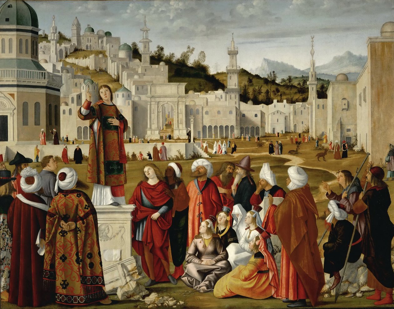 Pyhän Stefanoksen saarna Jerusalemissa tekijältä Vittore Carpaccio