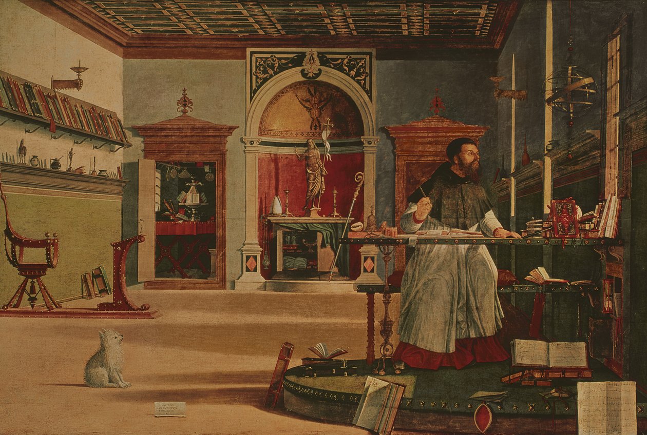 Visio Pyhästä Augustinuksesta (kutsutaan myös Pyhäksi Augustinukseksi hänen studiossaan) tekijältä Vittore Carpaccio