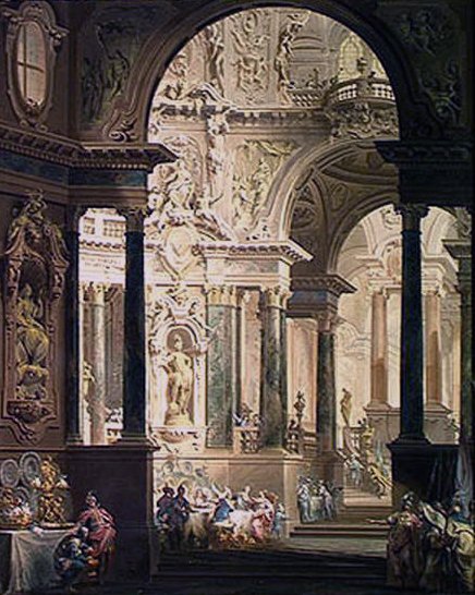 Absalonin juhla, 1740 (tempera kankaalle) tekijältä Vittorio Maria Bigari
