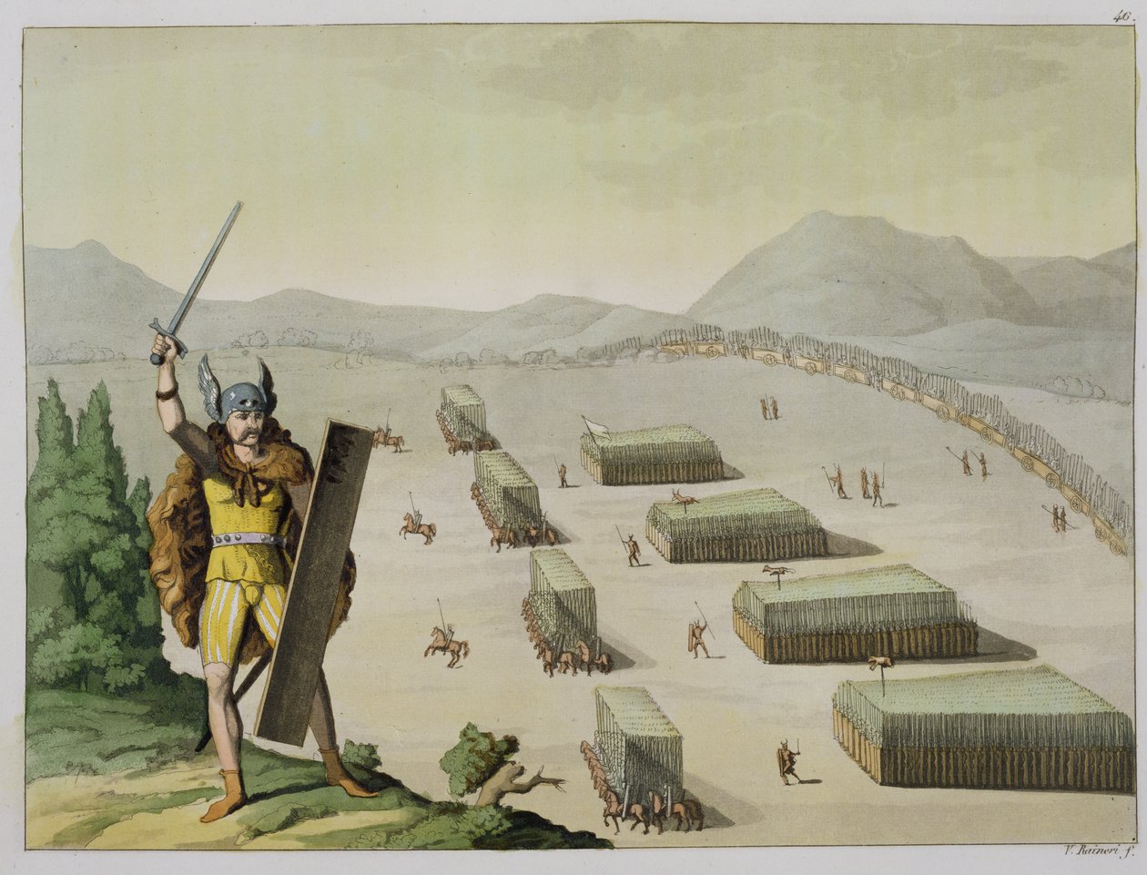 Muinaiset keltit tai gallialaiset taistelussa, n. 1800-1818 tekijältä Vittorio Raineri