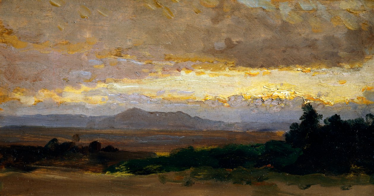 Maisema, Vittorio Avondo (1836-1910), öljy paneelille tekijältä Vittorio Avondo
