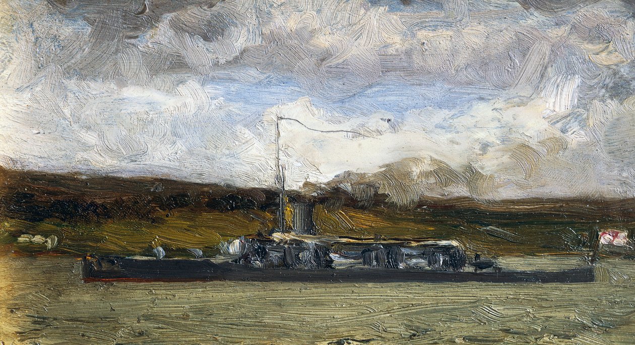 Höyrylaiva meren rannalla, Vittorio Avondo (1836-1910) tekijältä Vittorio Avondo