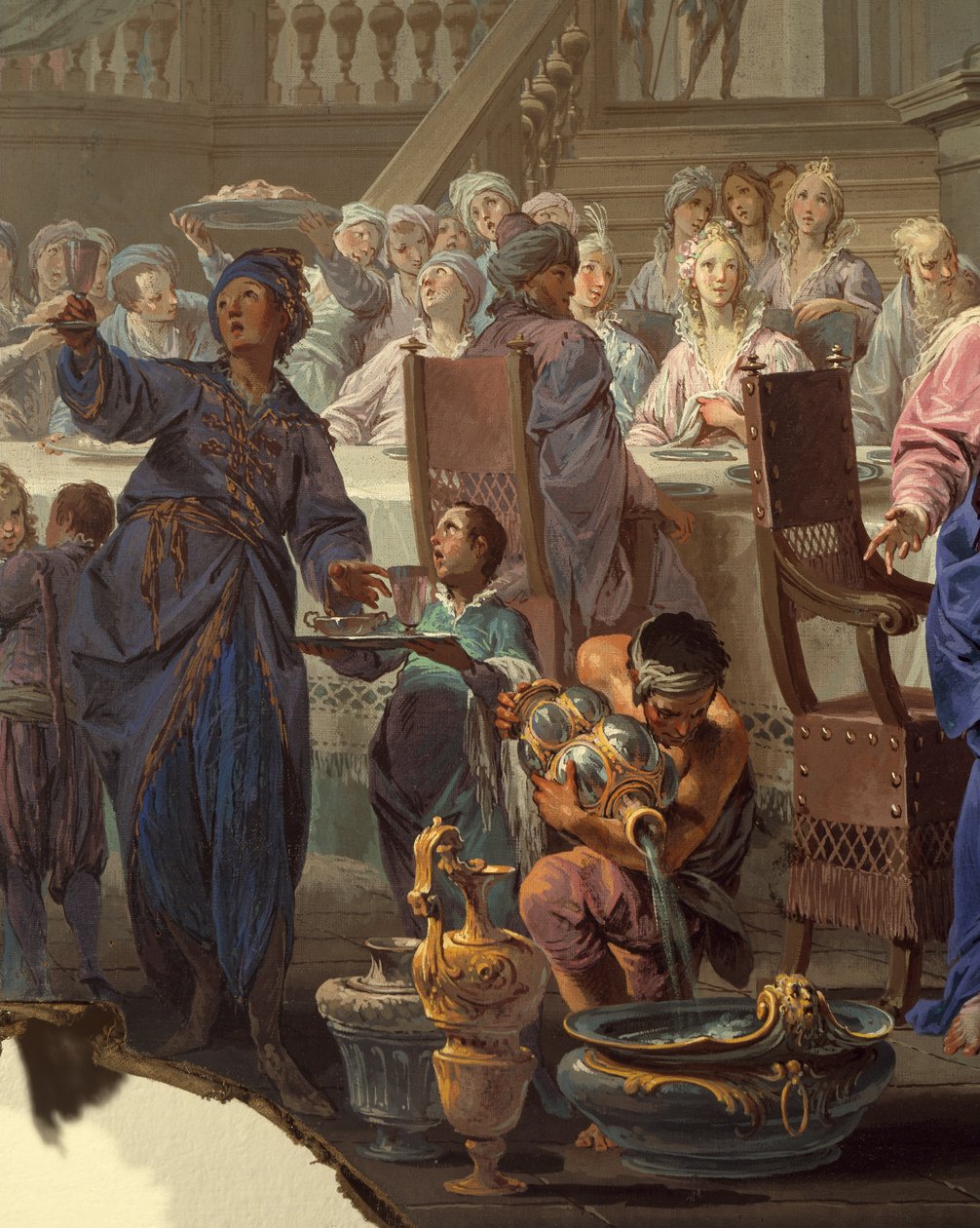 Vittorio Maria Bigari (1692-1776) Häät Canassa, yksityiskohta tekijältä Vittorio Maria Bigari