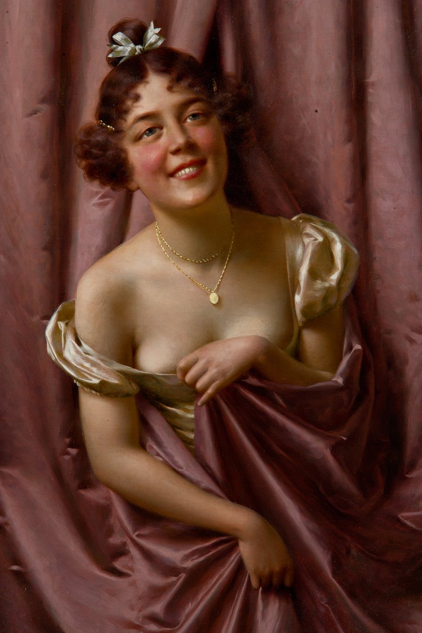 Lady in Purple (öljy kankaalle) tekijältä Vittorio Reggianini