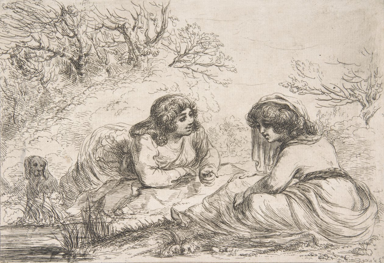 Kaksi naista maisemassa, 1700-1800-luvun alku, 1700-1800-luvun alku. tekijältä Vivant Denon