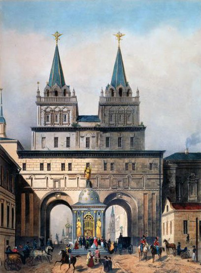 Iberian portit Moskovan Kremlissä, kaiverrus A. Muller, 1840-luku tekijältä Vivien after Vivien after