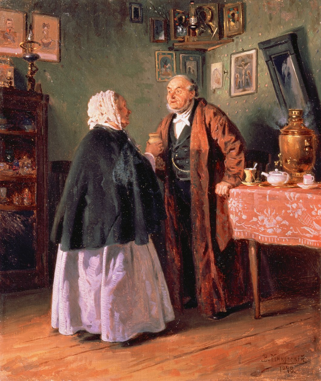 Onnittelut, 1878 tekijältä Vladimir Egorovic Makovsky