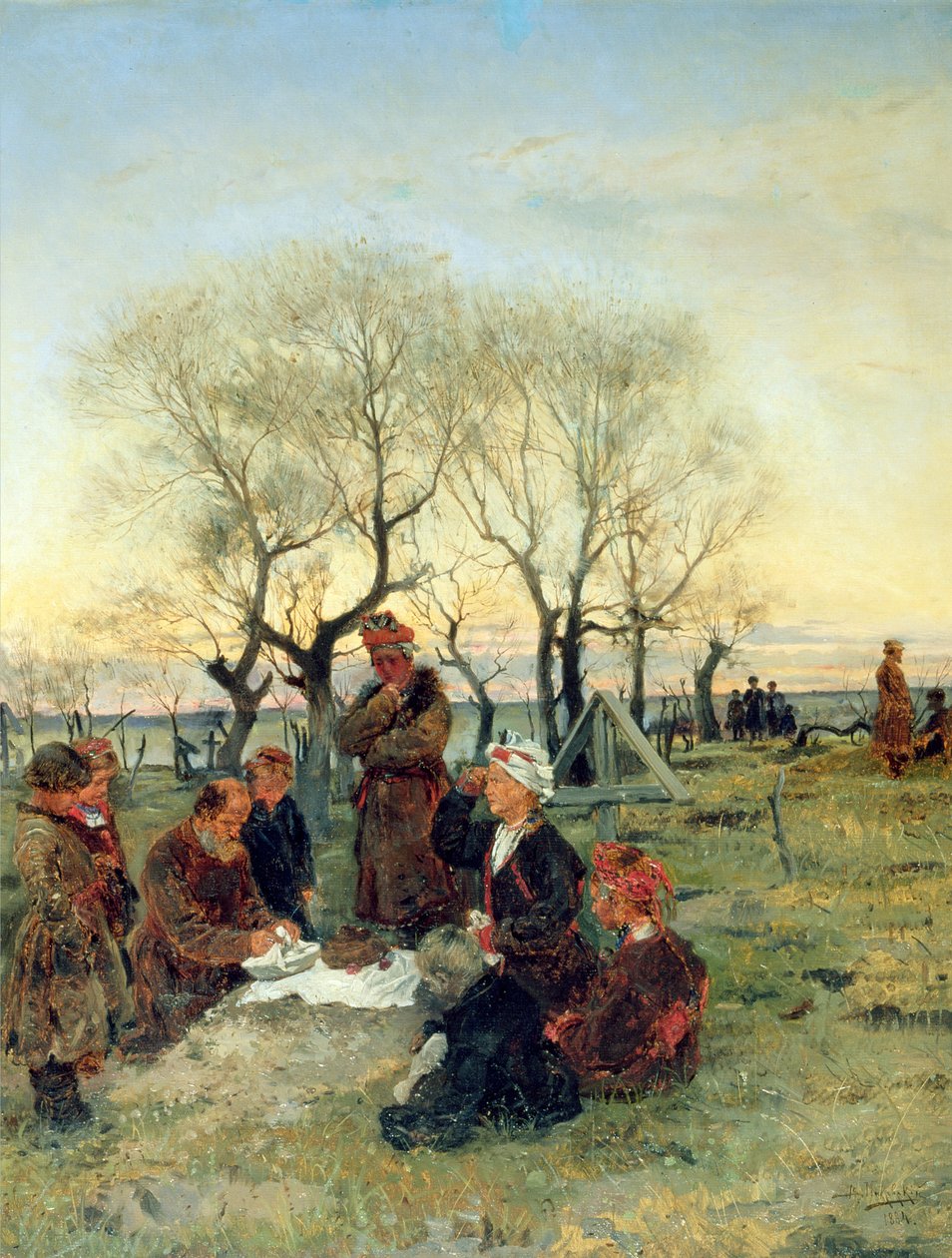 Hautajaisateria haudalla, 1884 tekijältä Vladimir Egorovic Makovsky