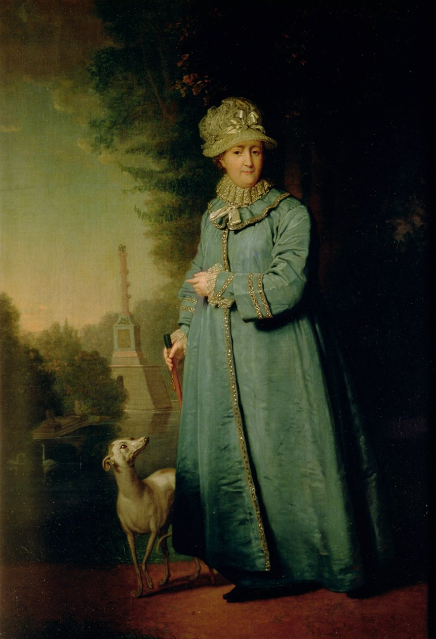 Kävely Tsarskoje Selon puistossa (taustalla shakkipylväs) 1794 tekijältä Vladimir Lukich Borovikovsky