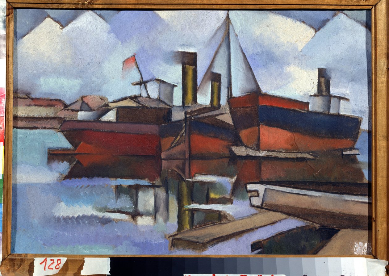 Höyryveneet - Vladimir Davidovich Baranov Rossinen (Baranov-Rossine) maalaus (Wladimir Daniel Baranoff Rossine (Baranoff-Rossine) (1888-1944) - Öljy kankaalle, 35,5 x 51,5 cm tekijältä Vladimir Davidovich Baranov Rossine