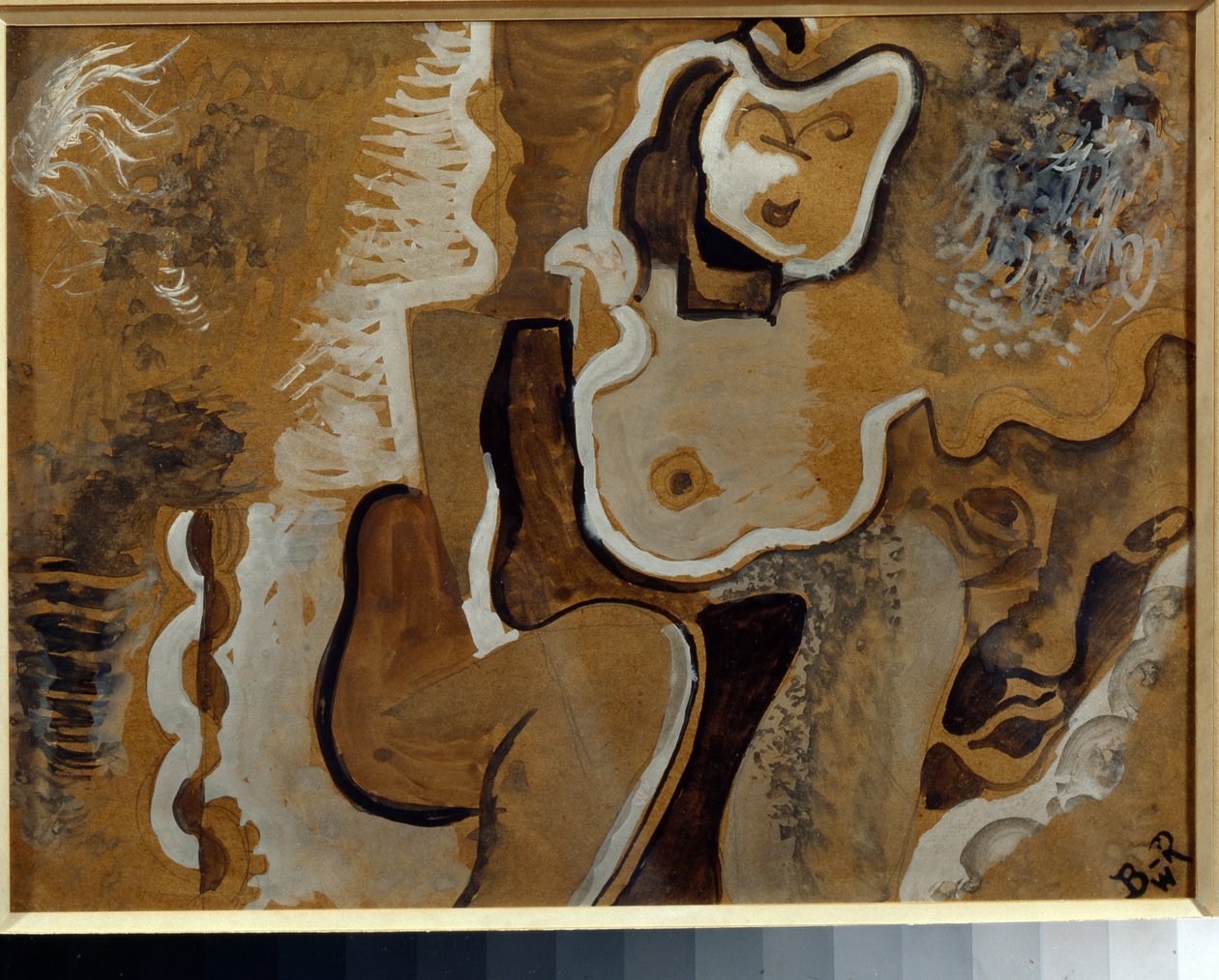 Abstrakti sävellys - Vladimir Davidovich Baranov Rossinen (Baranov-Rossine) teos (Wladimir Daniel Baranoff Rossine (Baranoff-Rossine) (1888-1944), guassi pahville (24x31 cm), noin 1913 - Abstrakti sävellys, Vladimir Davin guassi pahville tekijältä Daniel Vladimir Baranoff Rossine
