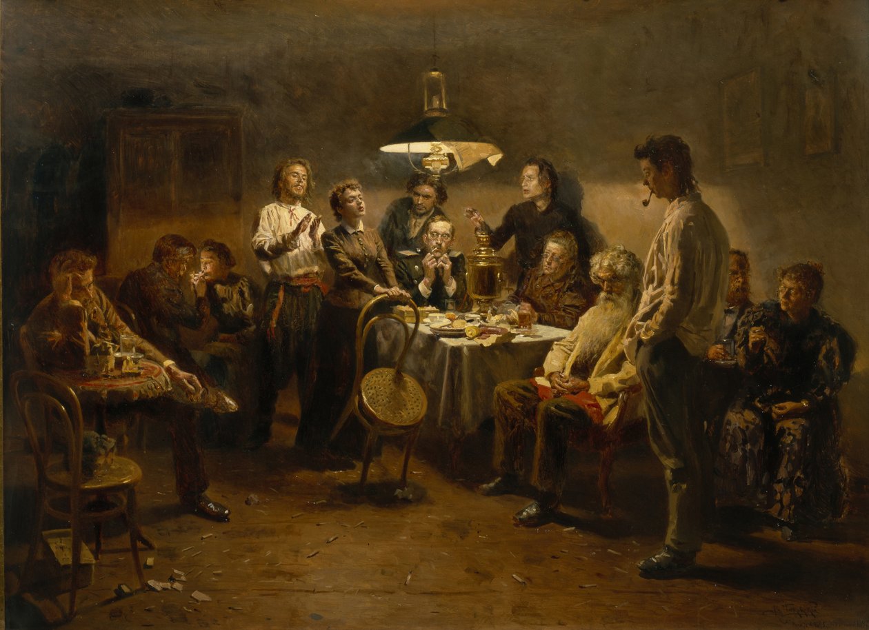 Viihtyisä ilta, 1875-1897 tekijältä Vladimir Egorovic Makovsky