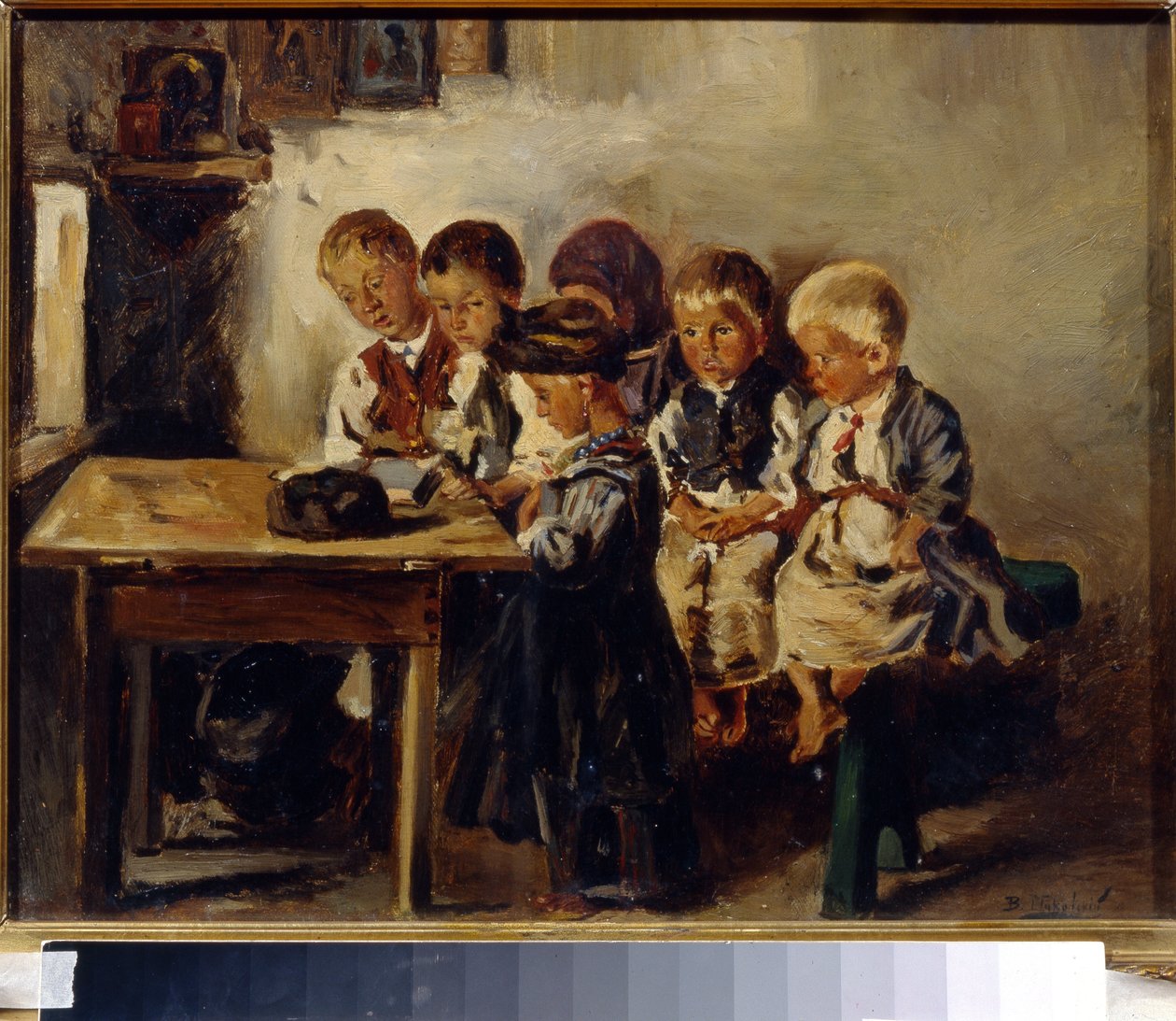 Odota emäntä. (Odotan opettajaa). Maalaus Vladimir Jegorovich Makovsky (Makovsky, Makovskij) (1846-1920), öljy kankaalle tekijältä Vladimir Egorovic Makovsky