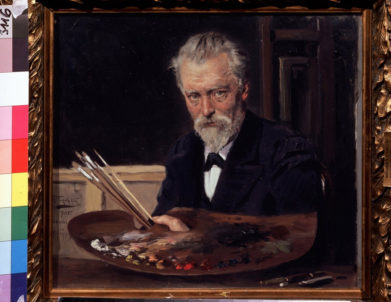 Omakuva (omakuva). Maalaus Vladimir Jegorovich Makovski (Makovsky, Makovskij) (1846-1920), huile sur toile tekijältä Vladimir Egorovic Makovsky