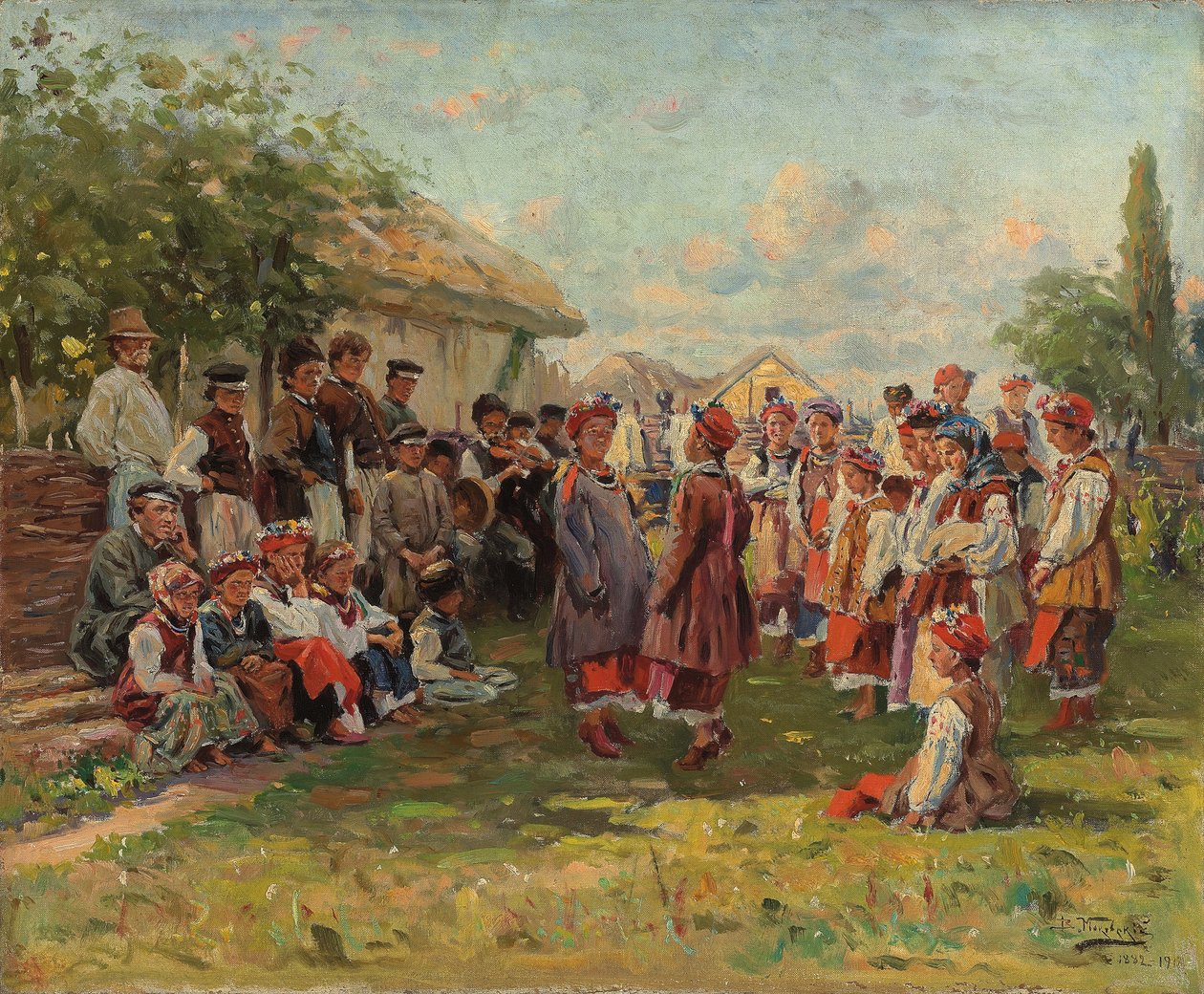 Festivaali ukrainalaisessa kylässä, n. 1882-1917 tekijältä Vladimir Egorovic Makovsky