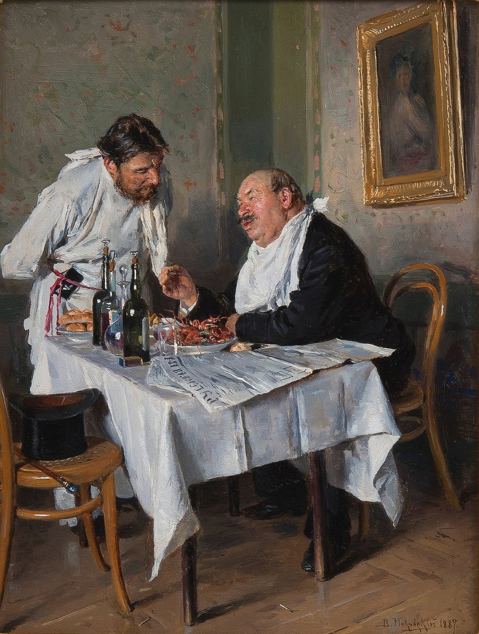Ravintolassa, 1887 tekijältä Vladimir Egorovic Makovsky