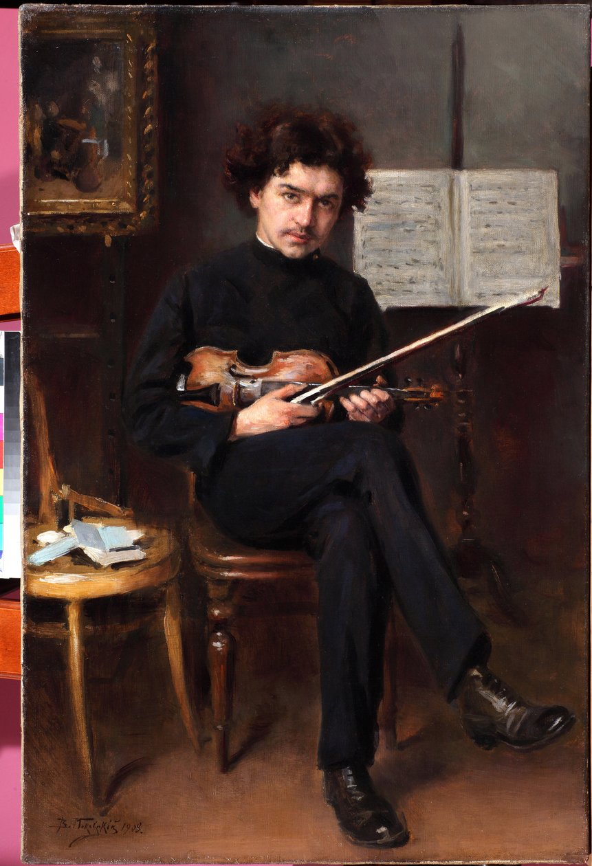 Muotokuva viulisti ja säveltäjä Jan Kubelik (1880-1940) par Vladimir Jegorovich (Egorovitch) Makovsky (Makovski) (1846-1920) tekijältä Vladimir Egorovic Makovsky