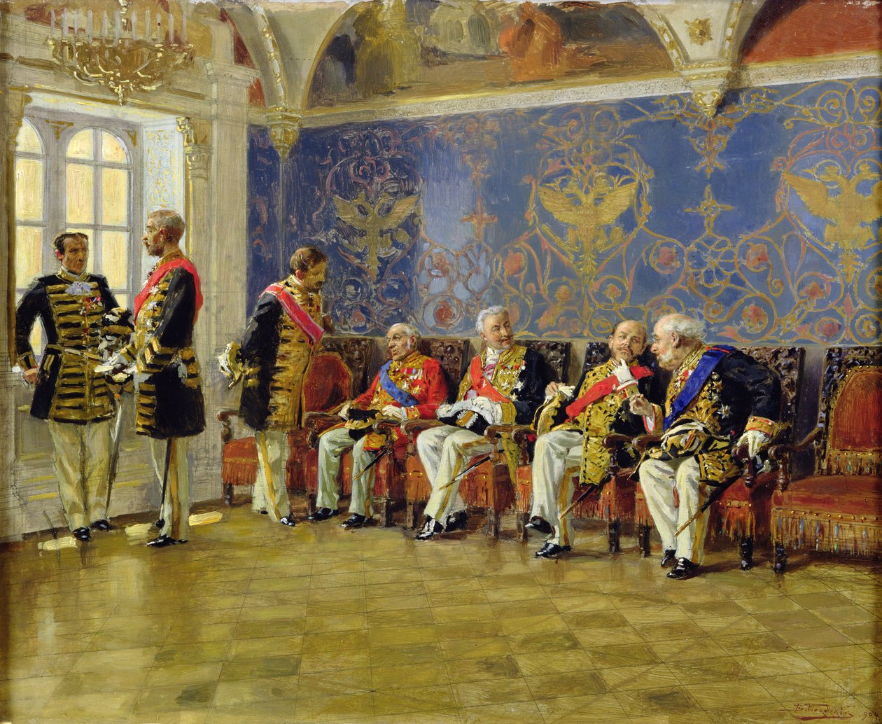 Odotan yleisöä, 1904 (öljy puulle) tekijältä Vladimir Egorovic Makovsky