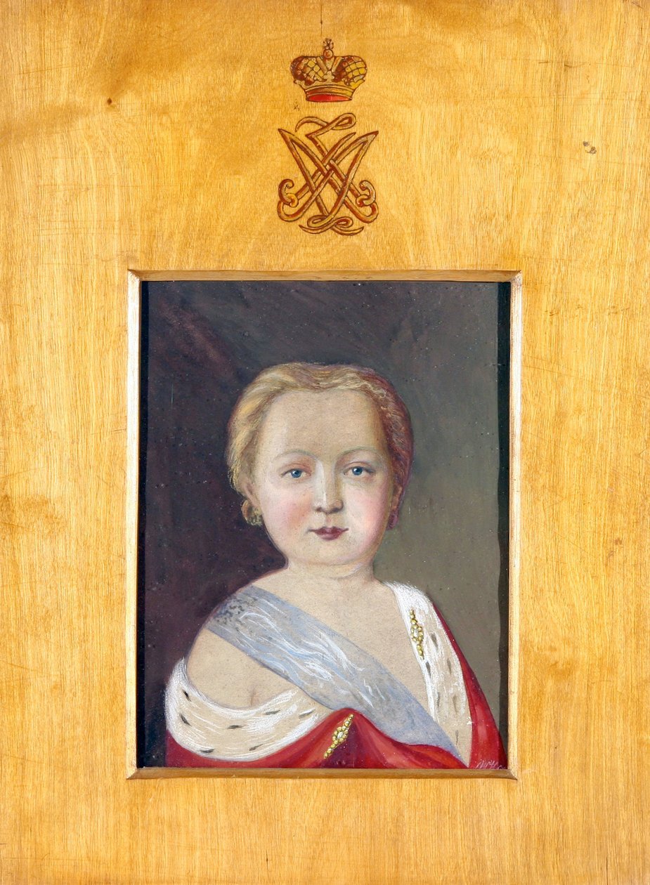 Aleksanteri I Venäjä (Aleksandri Pavlovich Romanov) - Haun (Gau), Vladimir (Waldemar) Ivanovichin (1816-1895) muotokuva Aleksanteri I:stä lapsena, - Guassi paperille, 26x20 - Yksityiskokoelma tekijältä Vladimir Ivanovich Hau