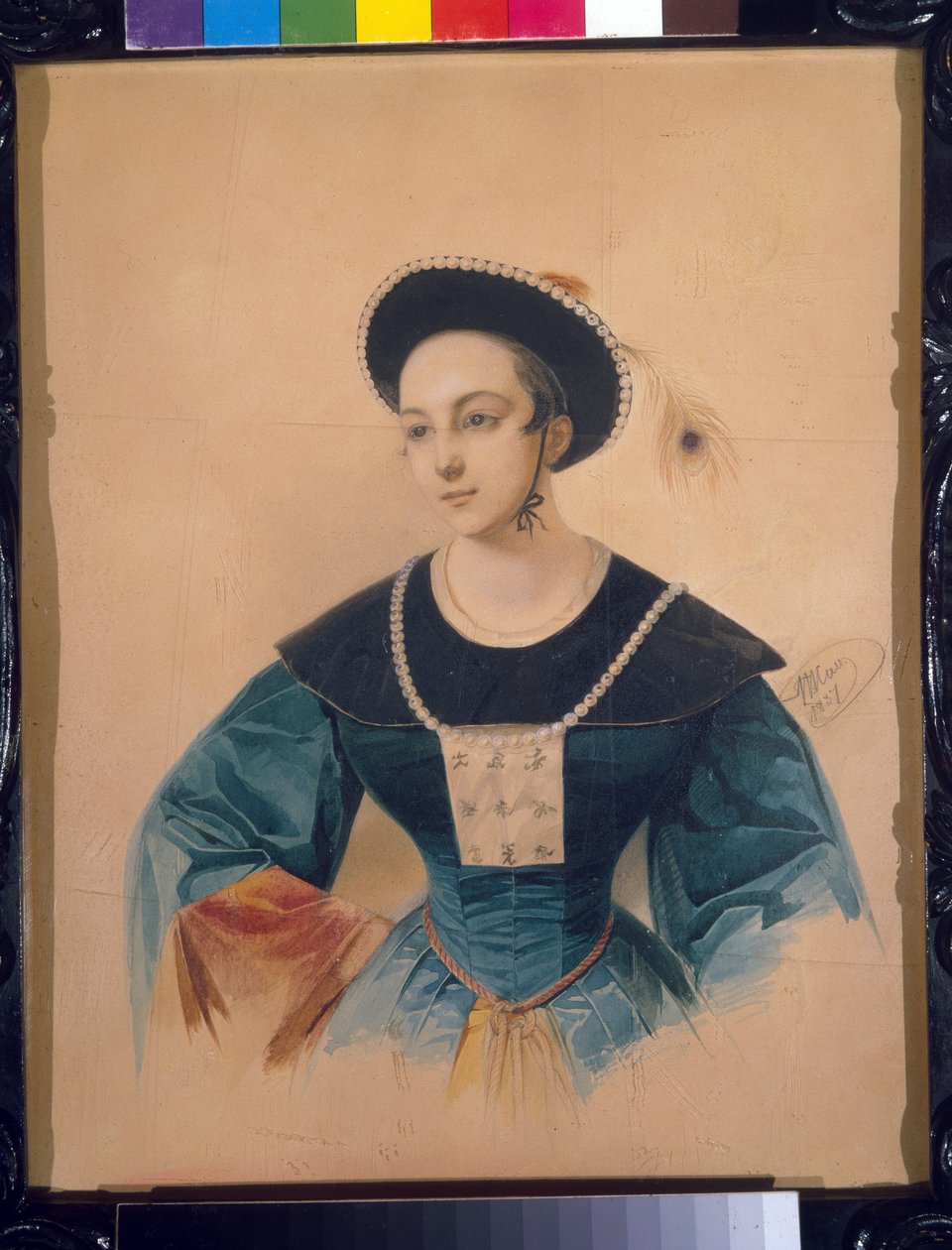 Muotokuva sopraano Anna Stepanovasta (1816-1838) Pekin rooliin Daniel Auberin pronssihevosessa (1782-1871). (Oopperalaulaja A. Stepanovan muotokuva Pekinä D. Auberin Pronssihevosessa). Vladimir Ivanovich Haun (Gau) työ (1816-1 tekijältä Vladimir Ivanovich Hau