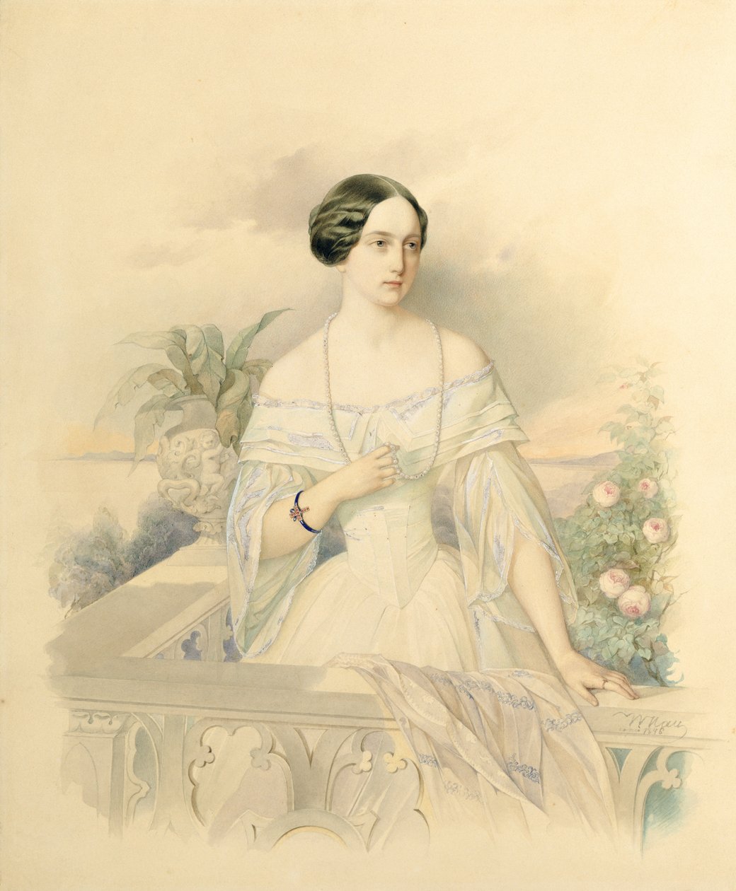 Suurherttuatar Olga Nikolajevnan muotokuva, 1846 (wc pahville) tekijältä Vladimir Ivanovich Hau