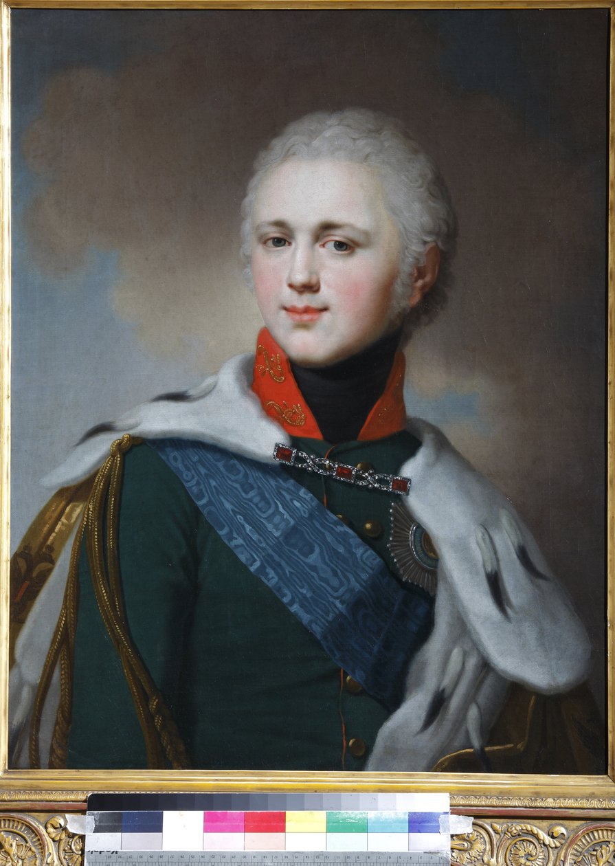 Alexandre Ier de Russie (Alexandre Pavlovitch Romanov) - Keisari Aleksanteri I:n (1777-1825) muotokuva - Vladimir Lukich Borovikovsky (1757-1825). Öljy kankaalle tekijältä Vladimir Lukich Borovikovsky