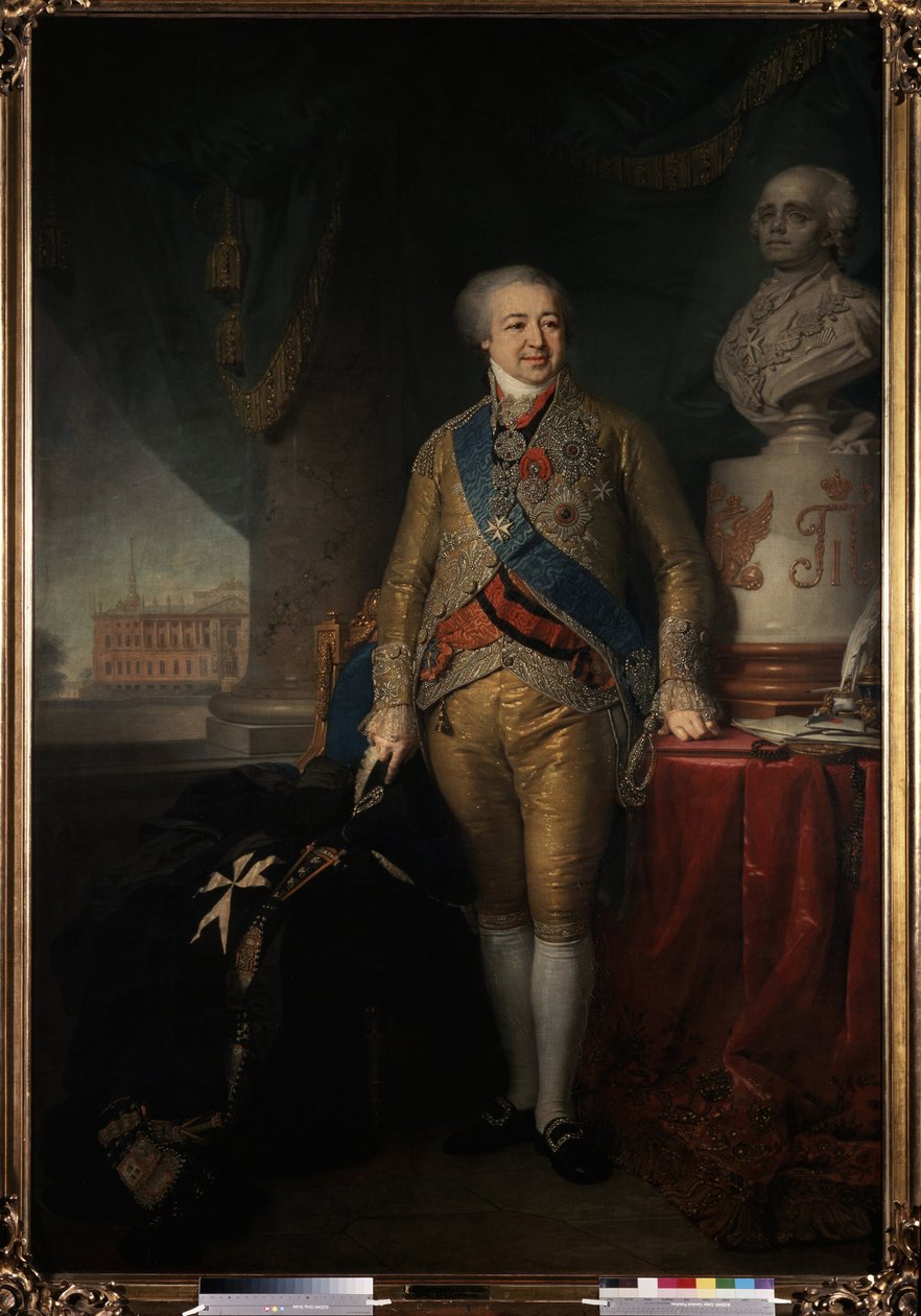 ""Prinssi Aleksanteri Kurakinin (1752-1818) venäläisen poliitikon muotokuva"" Vladimir Lukich Borovikovskyn (tai Borovikovskyn) (1757-1825) maalaus 1801-1802 Valtion Tretjakov-galleria, Moskova tekijältä Vladimir Lukich Borovikovsky