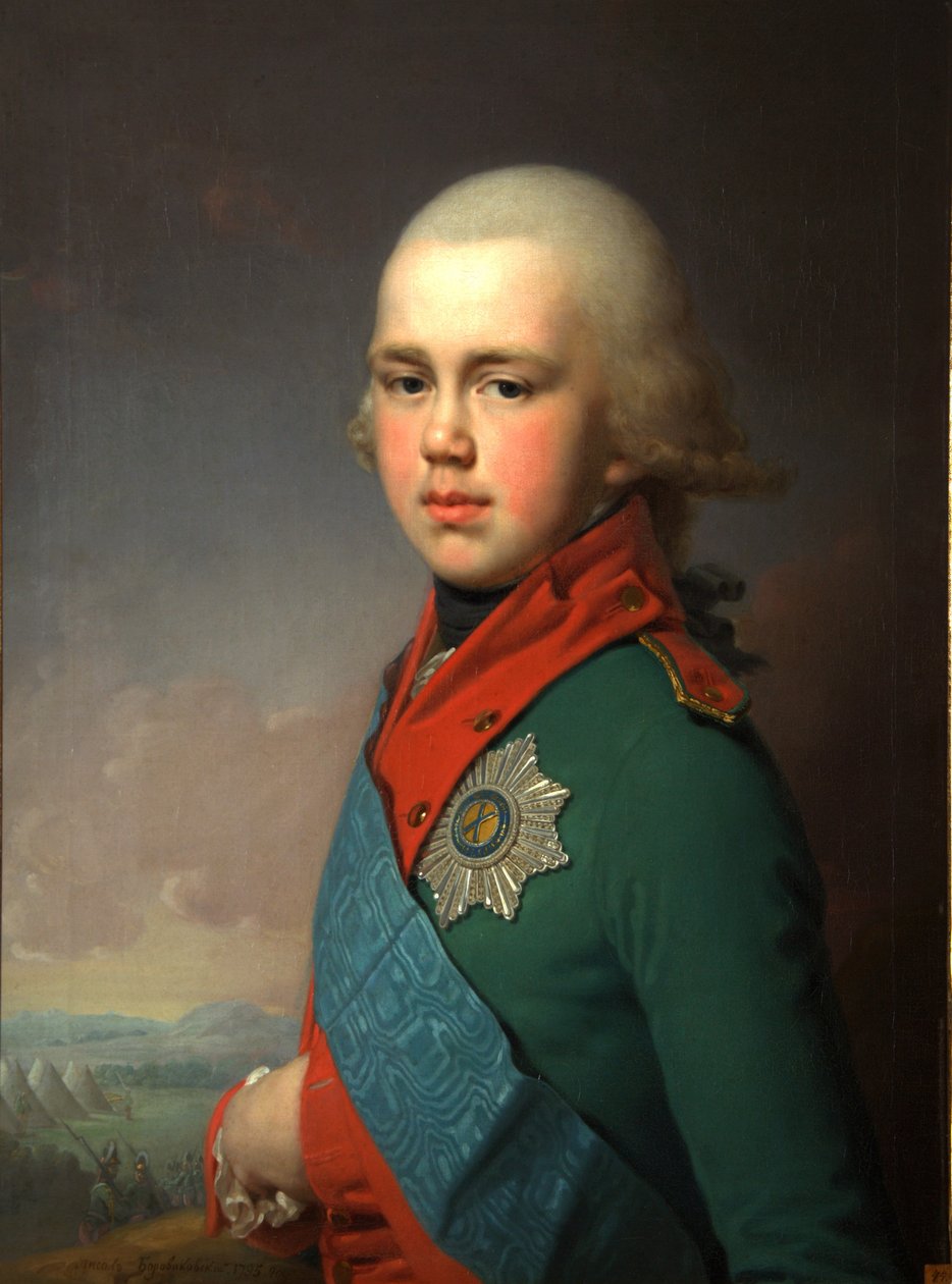 Venäjän suurruhtinas Konstantin Pavlovitšin muotokuva 1779-1831, 1795 tekijältä Vladimir Lukich Borovikovsky