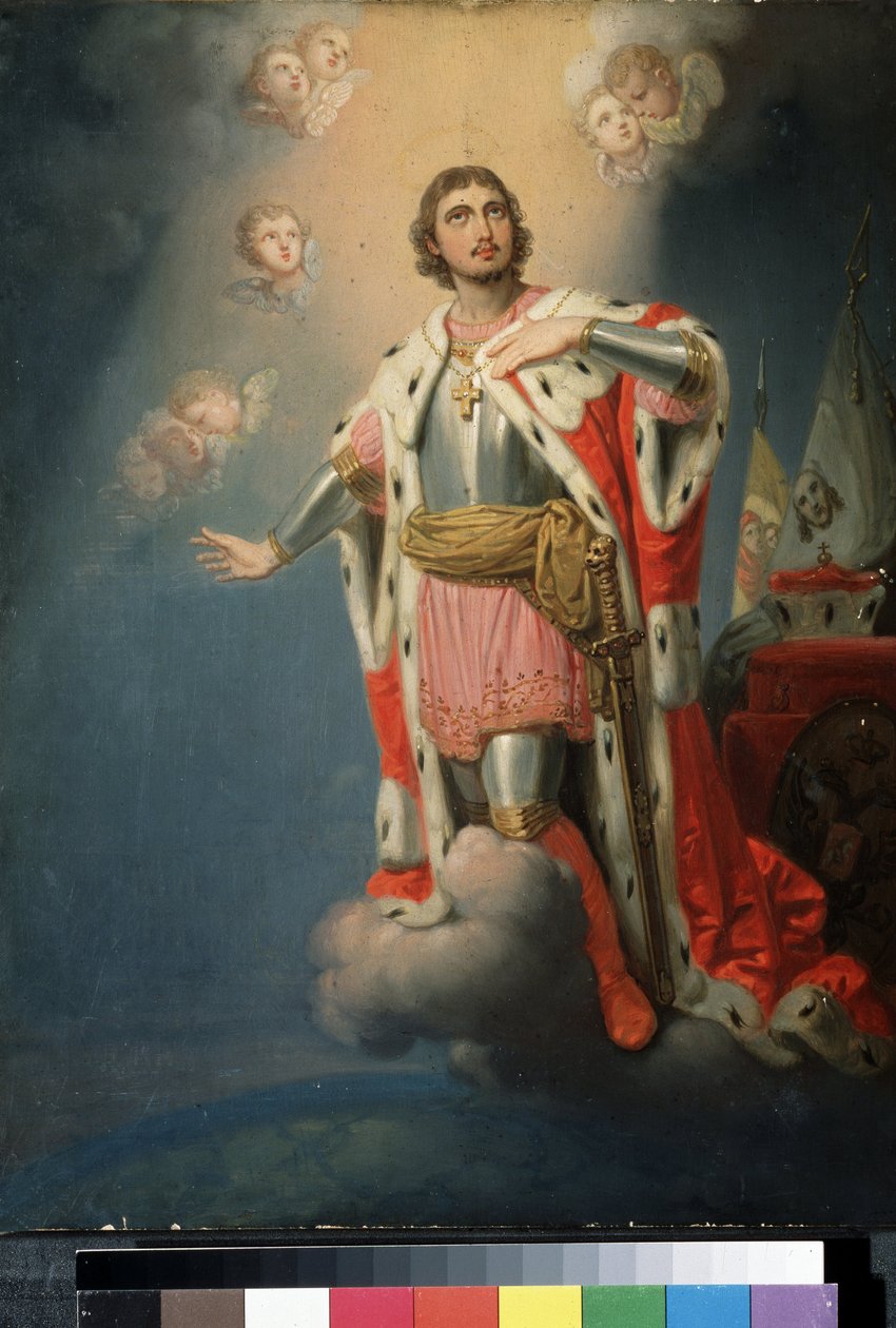 ""Representation du Heros national russe Alexandre de la Neva (ou Alexandre Nevski tai Alexander Nevsky) (1220-1263) Prince de Novgorod"" Peinture de Vladimir Lukich Borovikovsky (ou Borovikovski) (1757-1825) Valtion Tretjakovin galleria, Moskova tekijältä Vladimir Lukich Borovikovsky