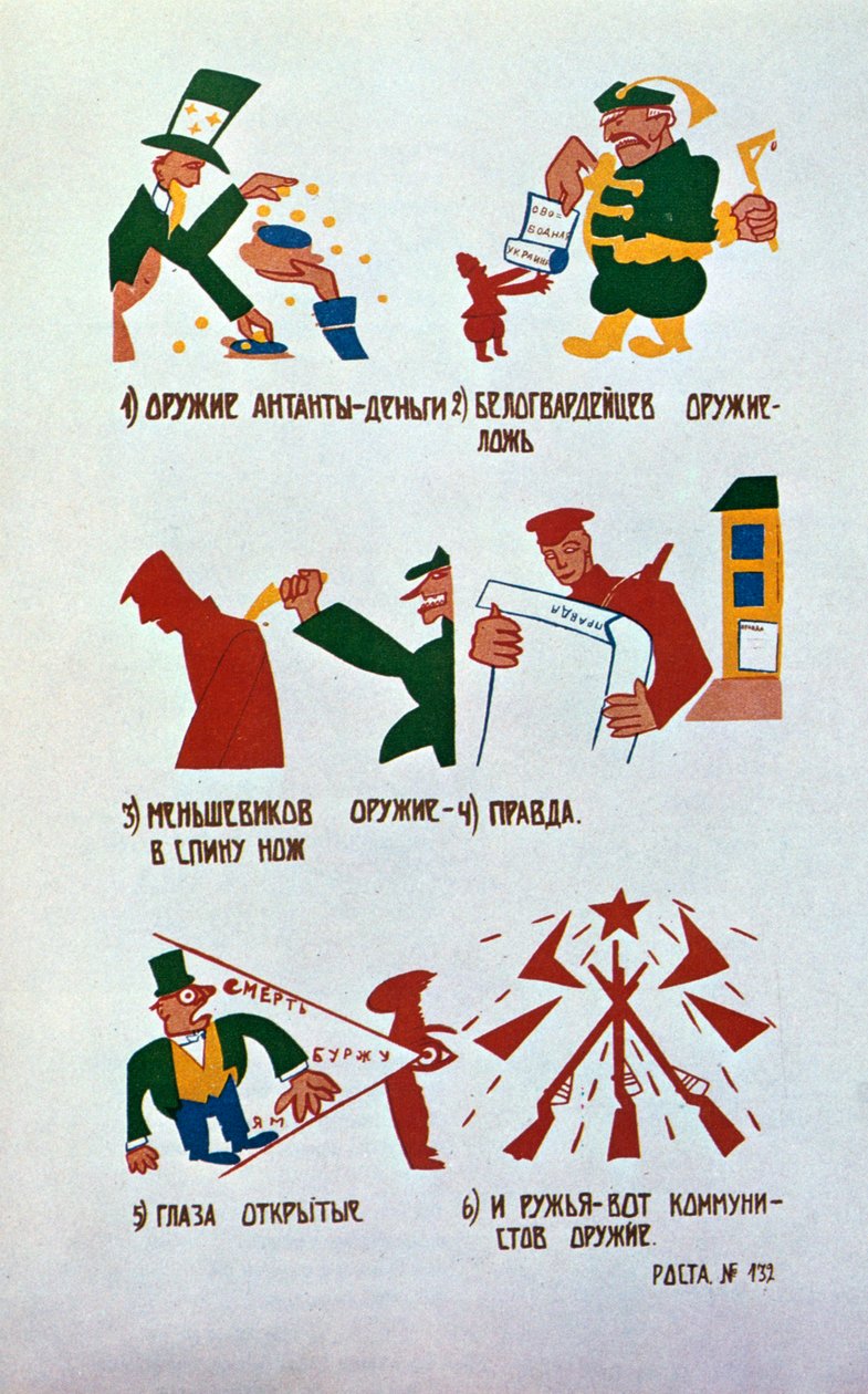 Karikatyyri monarkisteja vastaan, Okna Rosta, 1920. tekijältä Vladimir Mayakovsky
