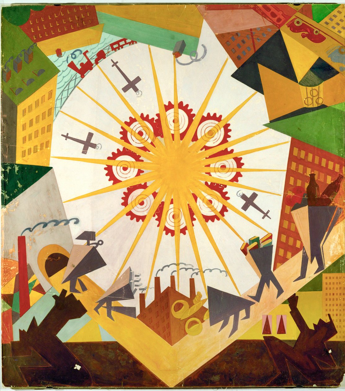 Lavastus taiteilijan Mystery Bouffe -teokseen (guassi, lyijykynä paperille). tekijältä Vladimir Mayakovsky