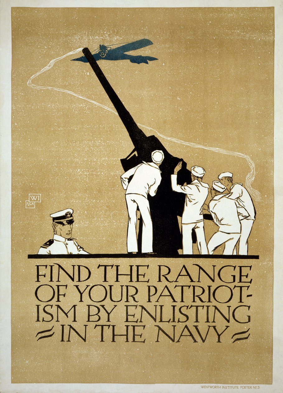 WW1 US Navy Recruitment Poster, julkaistu 1918 tekijältä Vojtch Preissig