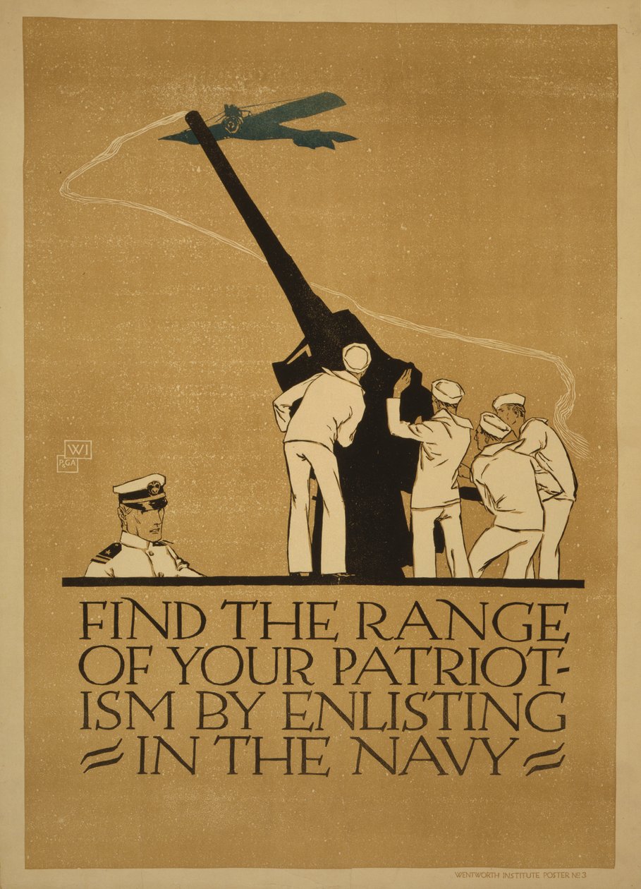 "Löydä isänmaallisuutesi laajuus ilmoittautumalla laivastoon", 1918 tekijältä Vojtěch Preissig