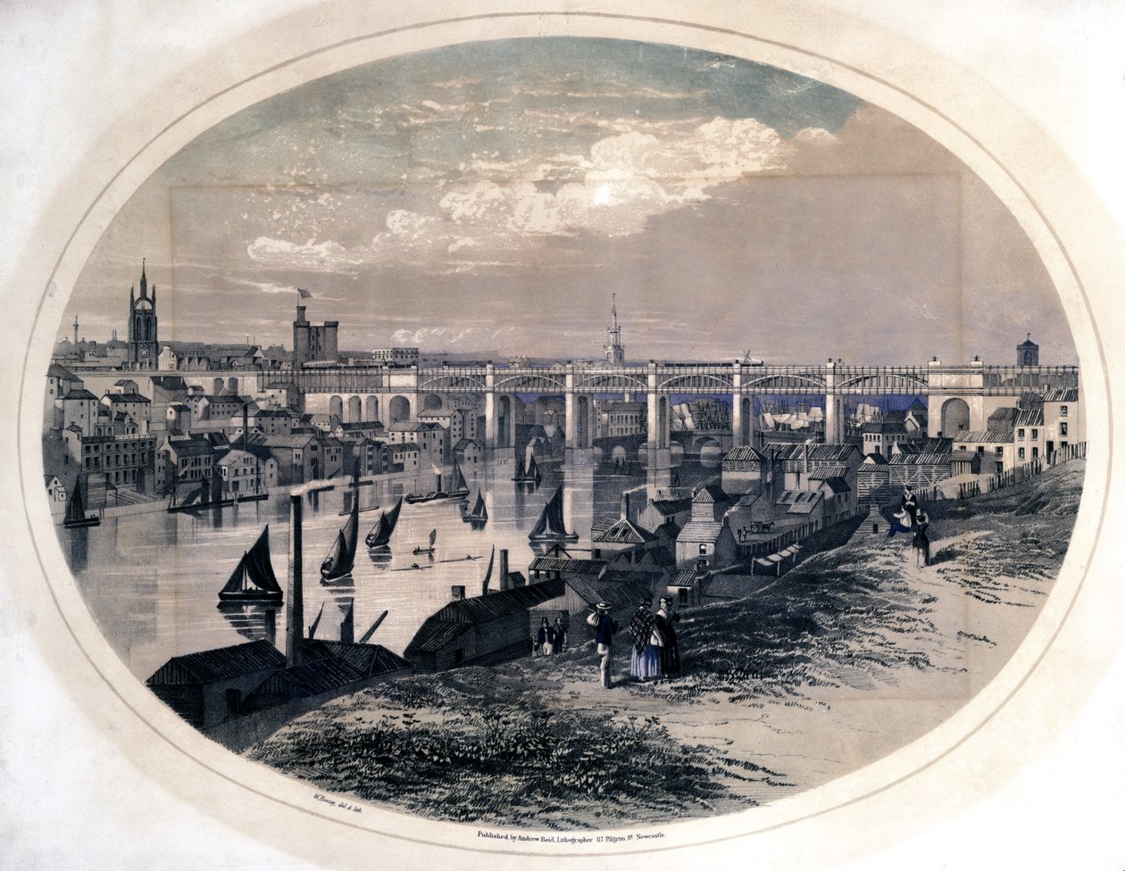 High Level Bridge, Newcastle-Upon-Tyne, n. 1851 tekijältä W. Boozey