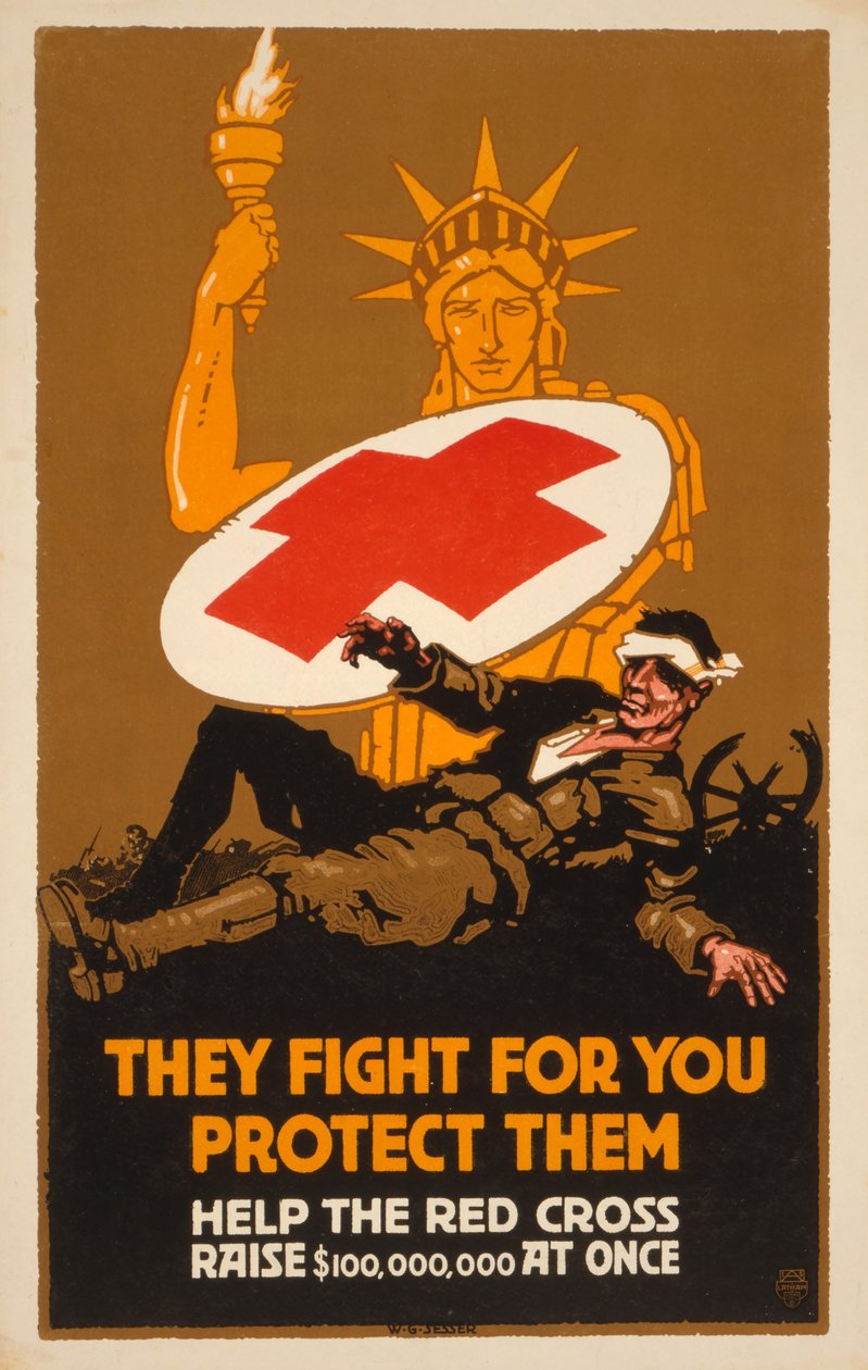 Varainkeruujuliste Punaiselle Ristille, pubi. 1917 tekijältä W. G. Sesser