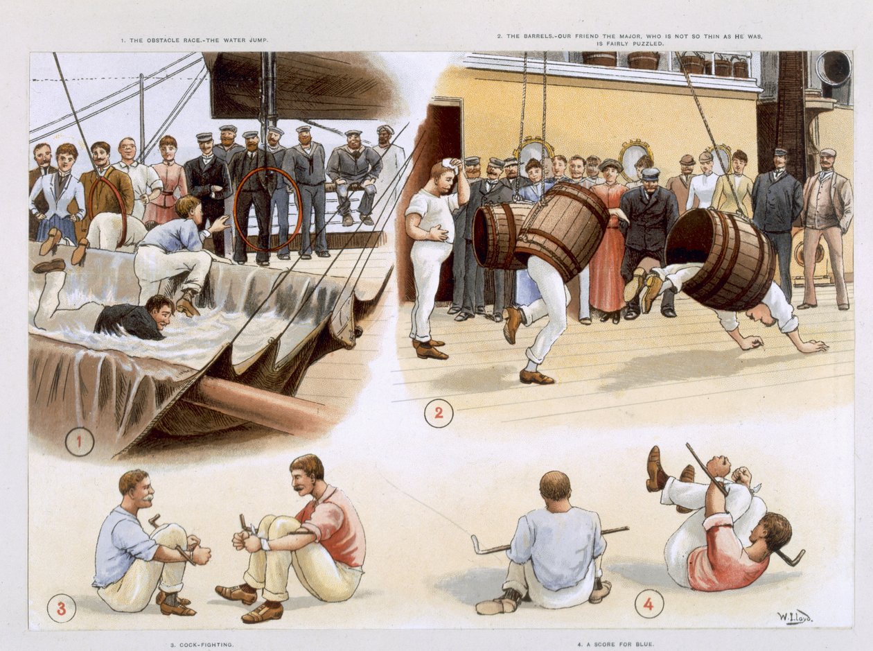 Urheilua, kirjasta "P und O Pencillings" n. 1891. tekijältä W. Lloyd