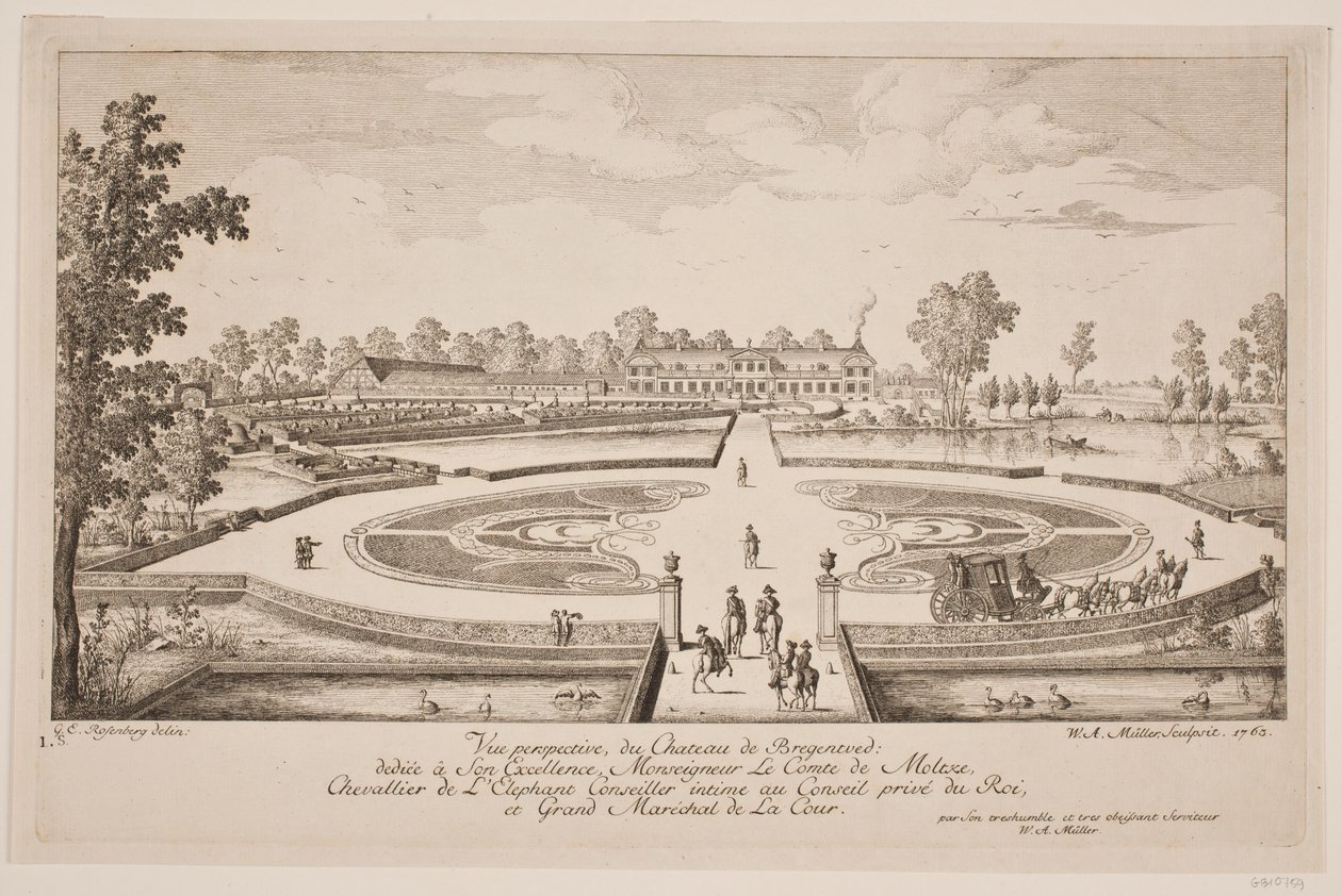 Vue perspektiivi du Chateau de Bregentved tekijältä W.A. Müller